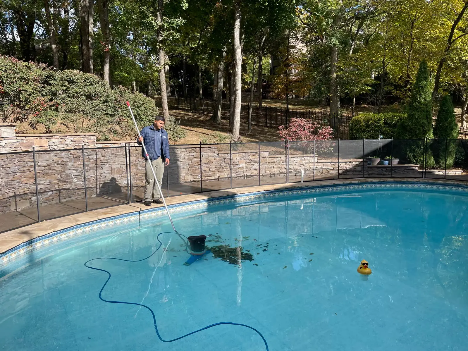 Modern rectangular pool with paver deck